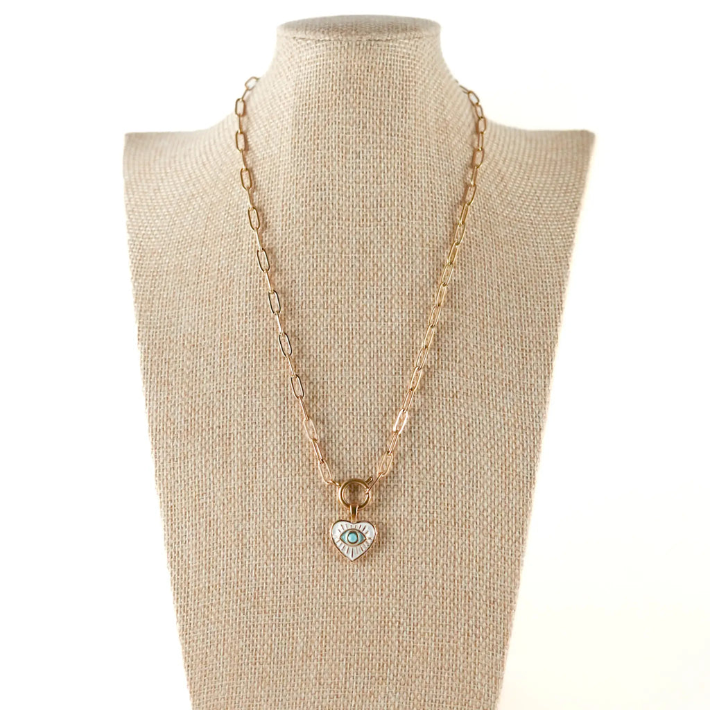Collier Lou pendentif oeil protecteur en acier inoxydable fait main à La Réunion en France