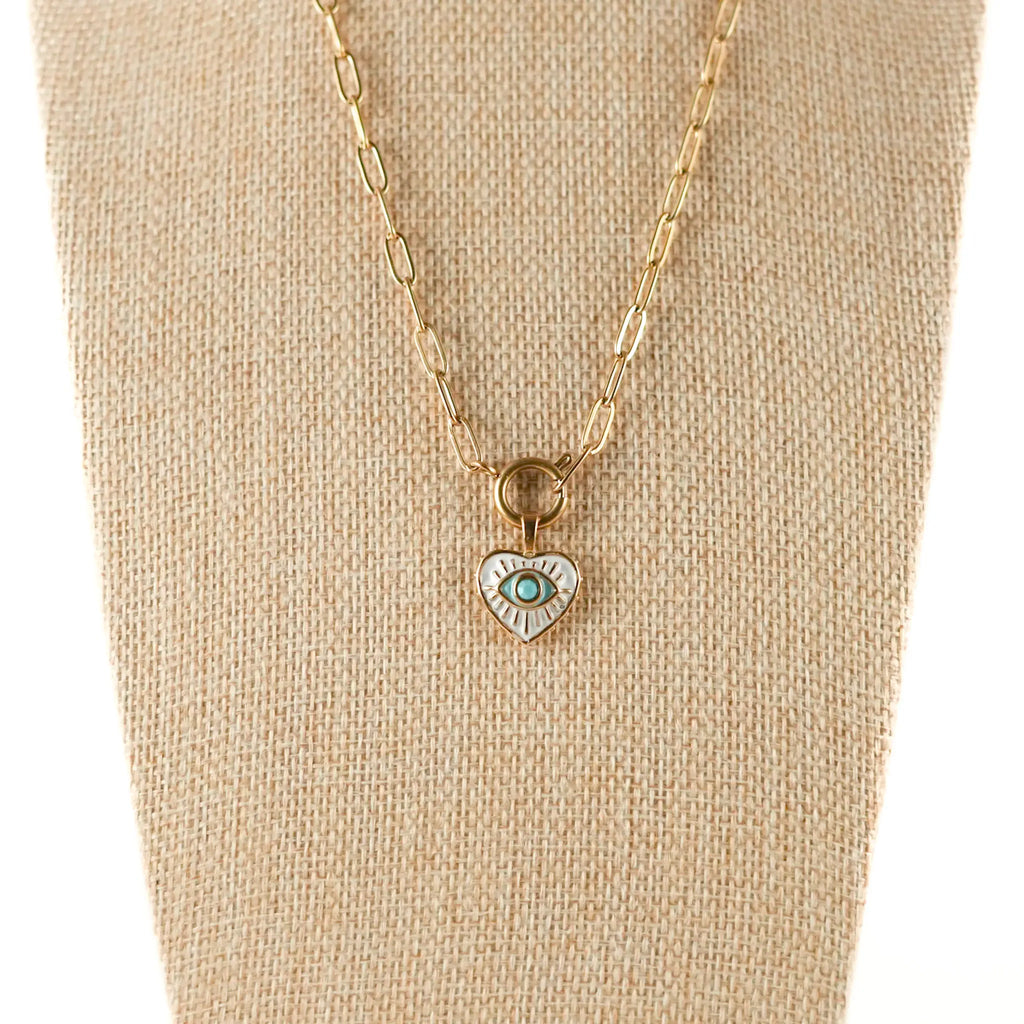 Collier Lou pendentif oeil protecteur en acier inoxydable fait main à La Réunion en France