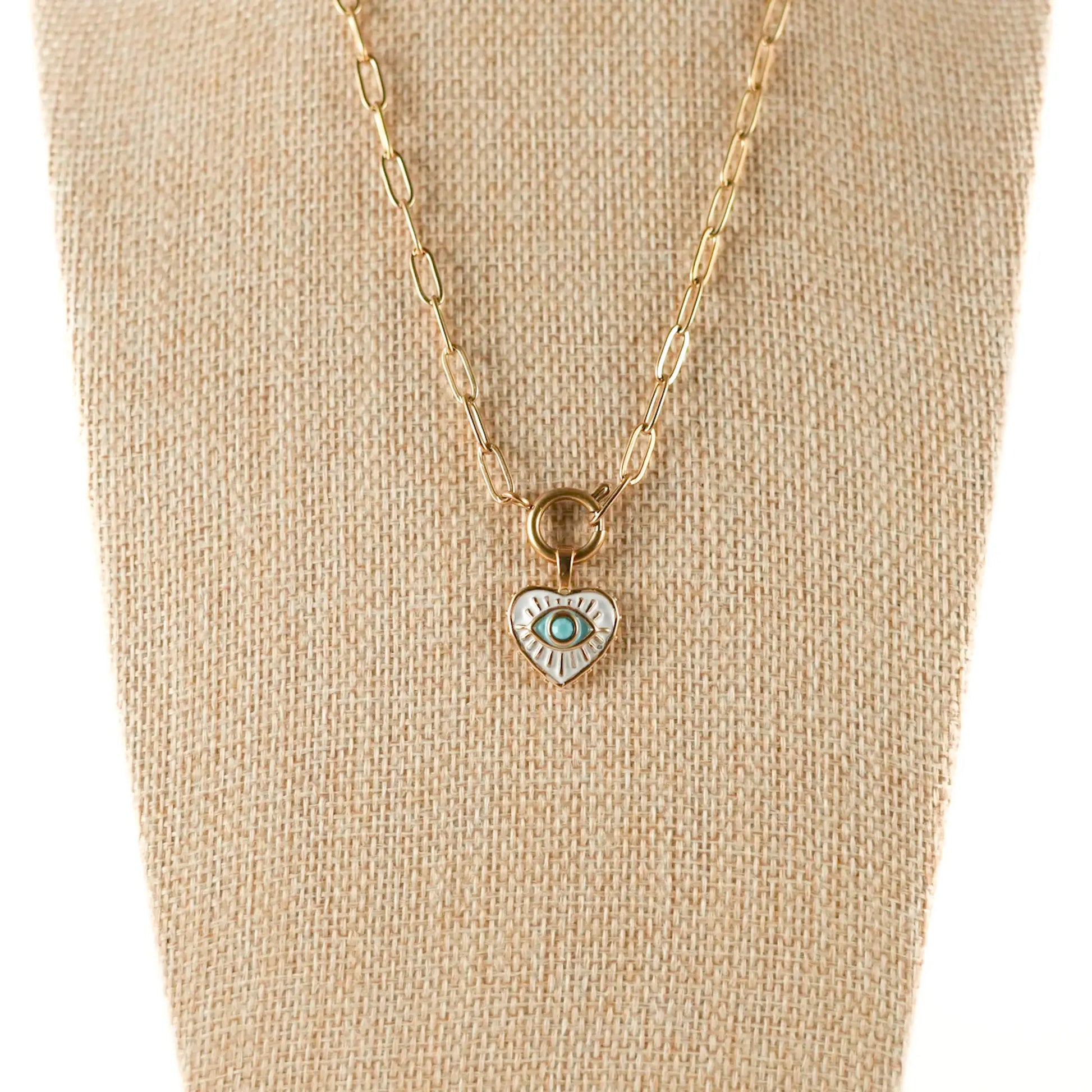 Collier Lou pendentif oeil protecteur en acier inoxydable fait main à La Réunion en France
