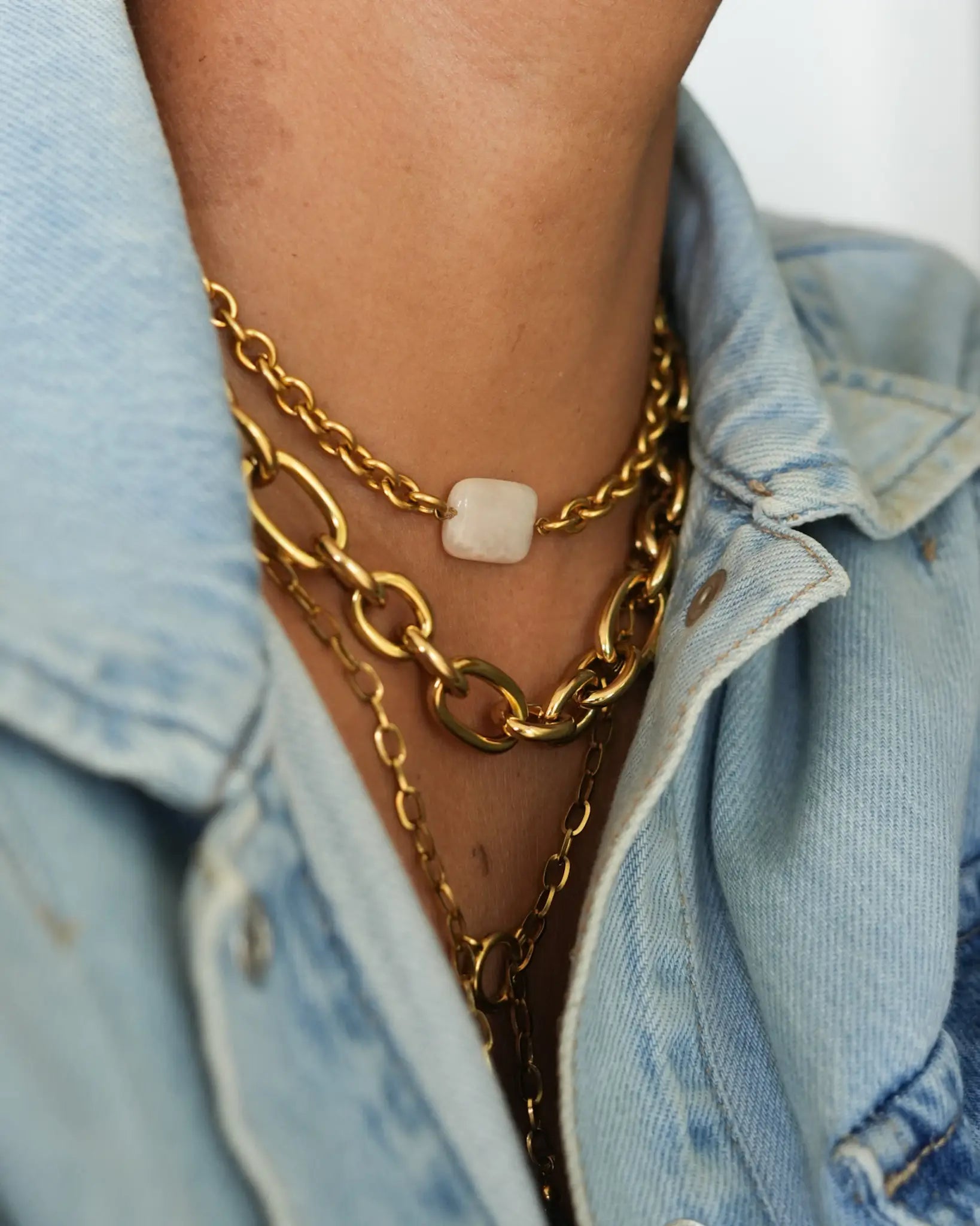 Collier Nour gros maillons acier inoxydable bijou fait main Maye-Mayé