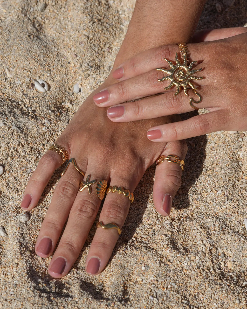 bague Calypso coquillage et étoile de mer acier inoxydable Maye-Mayé bijoux réunion
