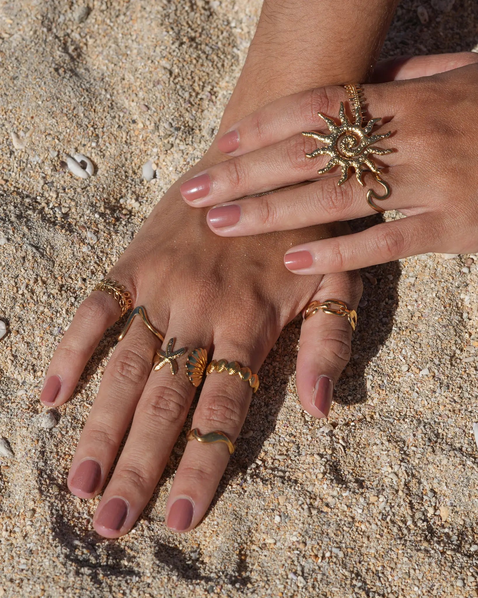 bague Calypso coquillage et étoile de mer acier inoxydable Maye-Mayé bijoux réunion