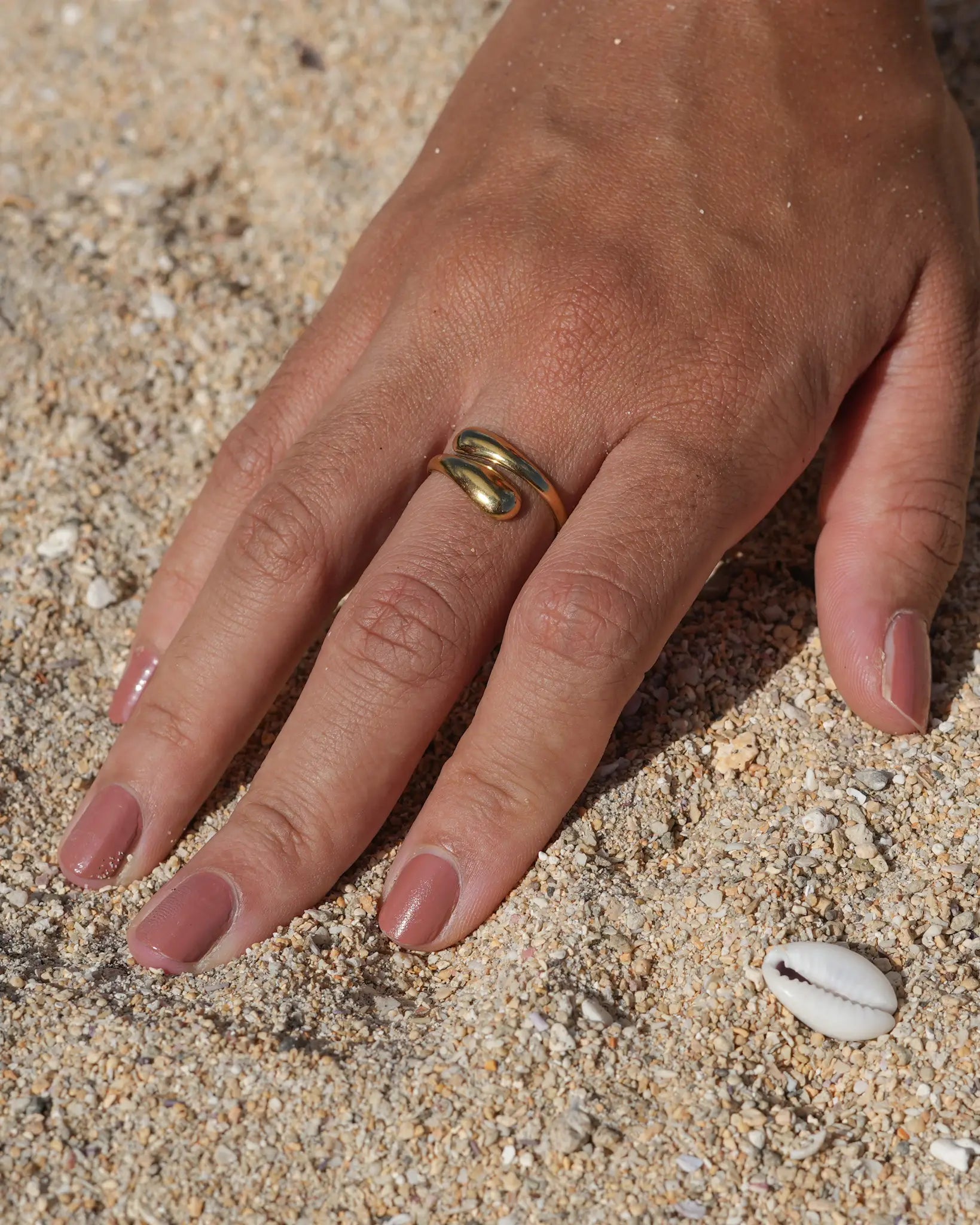 bague double goutte dorée acier inoxydable Maye-Mayé marque réunionnaise française