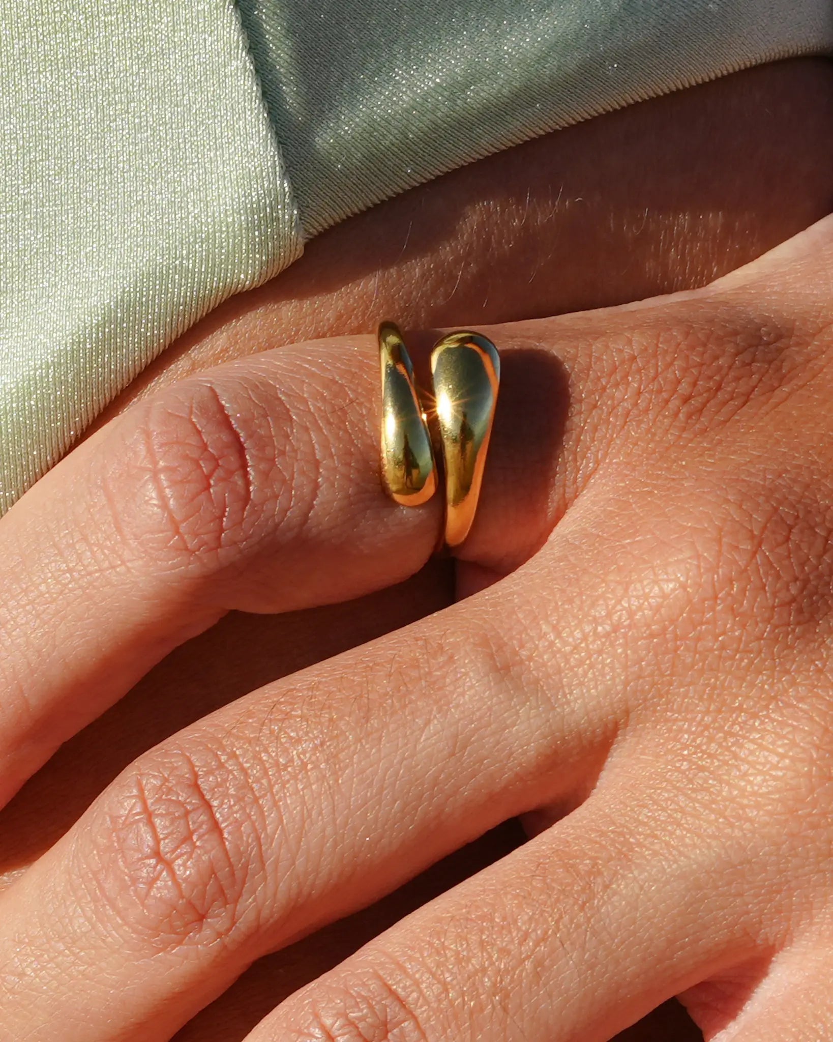 bague double goutte dorée acier inoxydable Maye-Mayé marque réunionnaise française