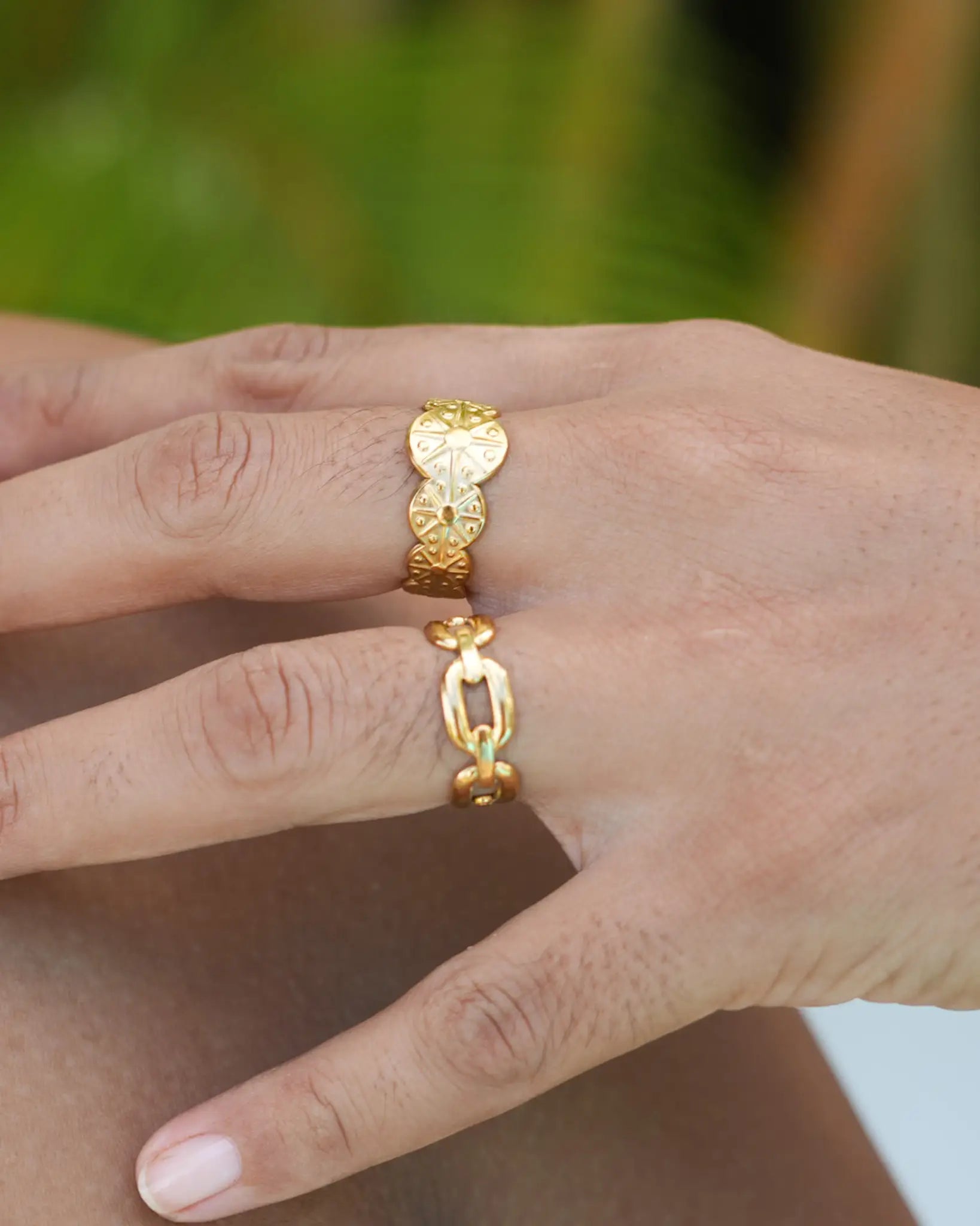 bague Isaléa bohème en acier inoxydable doré de Maye-Mayé marque Réunionnaise