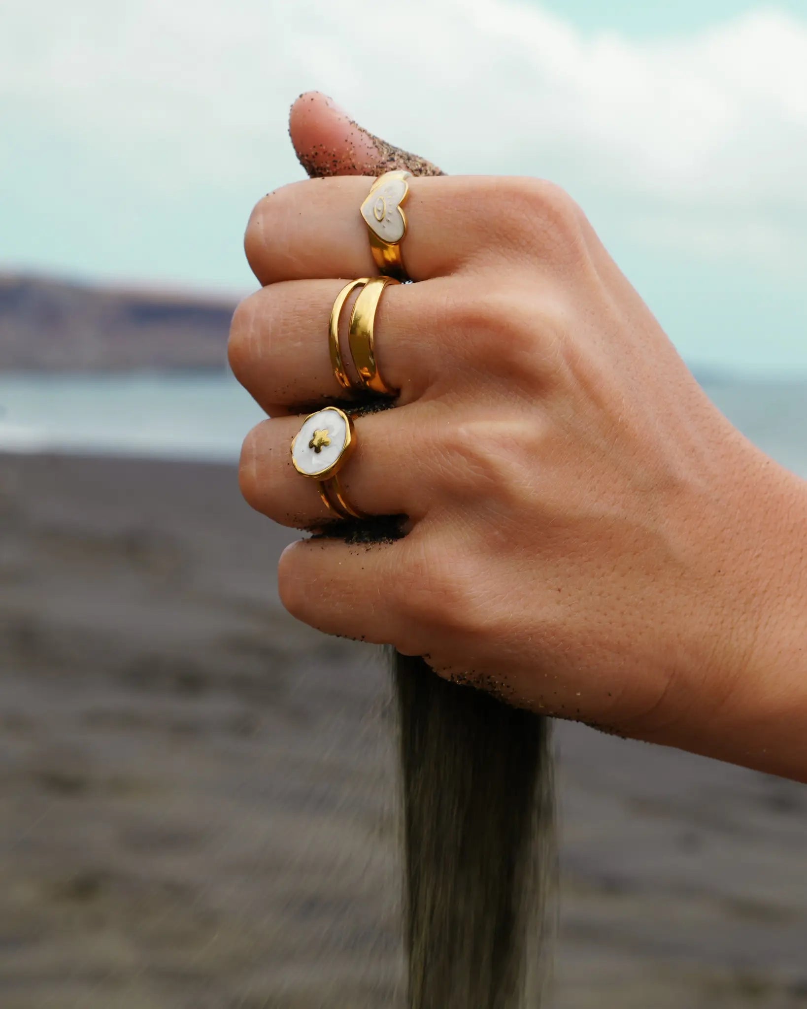 bague Isla fleur blanche acier inoxydable Maye-Mayé bijou réunion