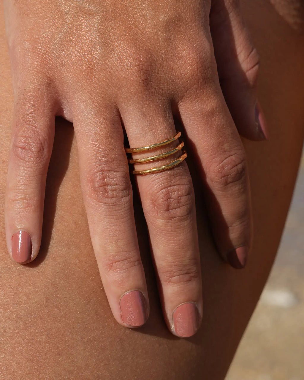 bague Victoria triple texturée maye-mayé bijoux marque réunionnaise