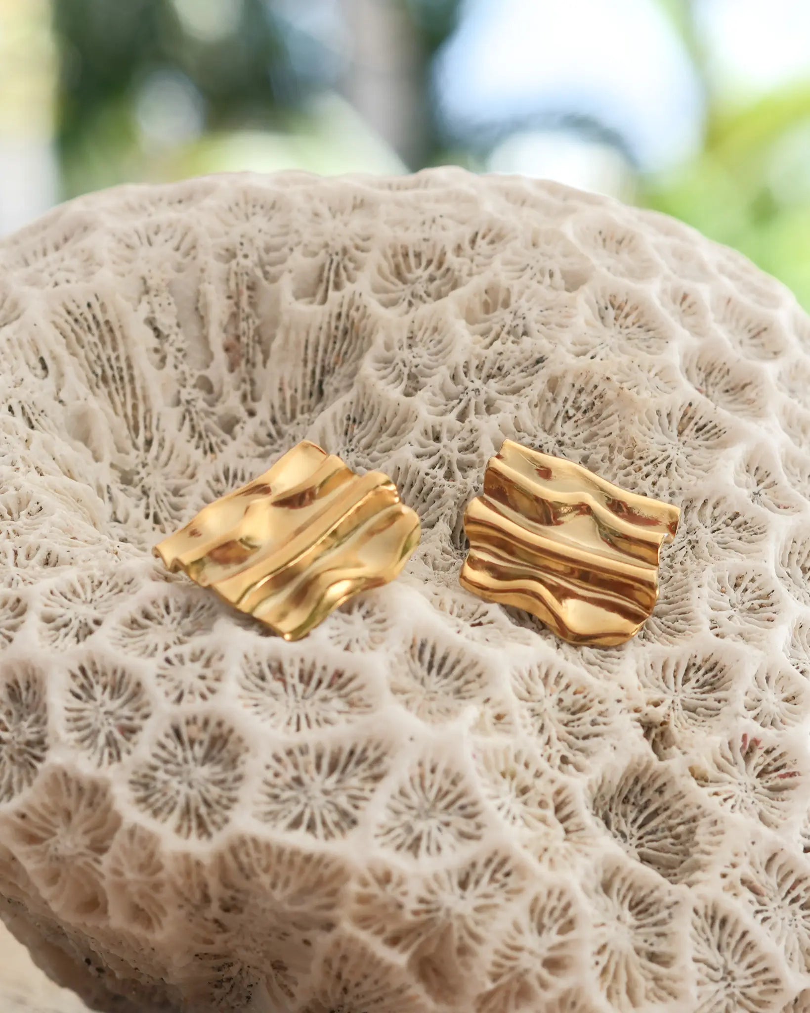 boucles d'oreille Carla acier inoxydable drapées maye-maye Réunion