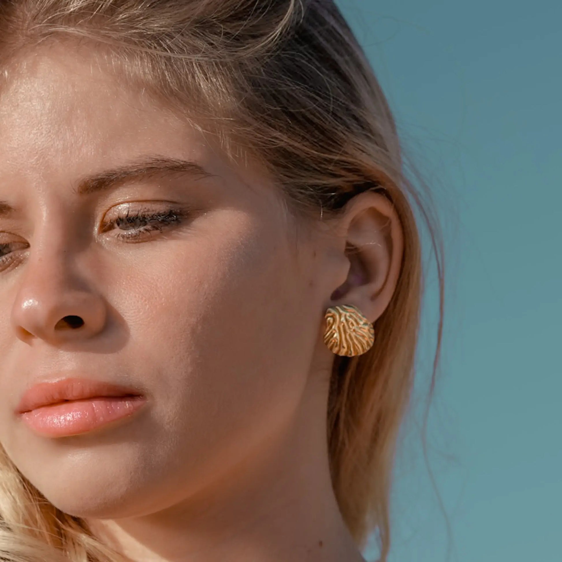 boucles d'oreille Marina corail acier inoxydable doré plaqué or Maye-Mayé