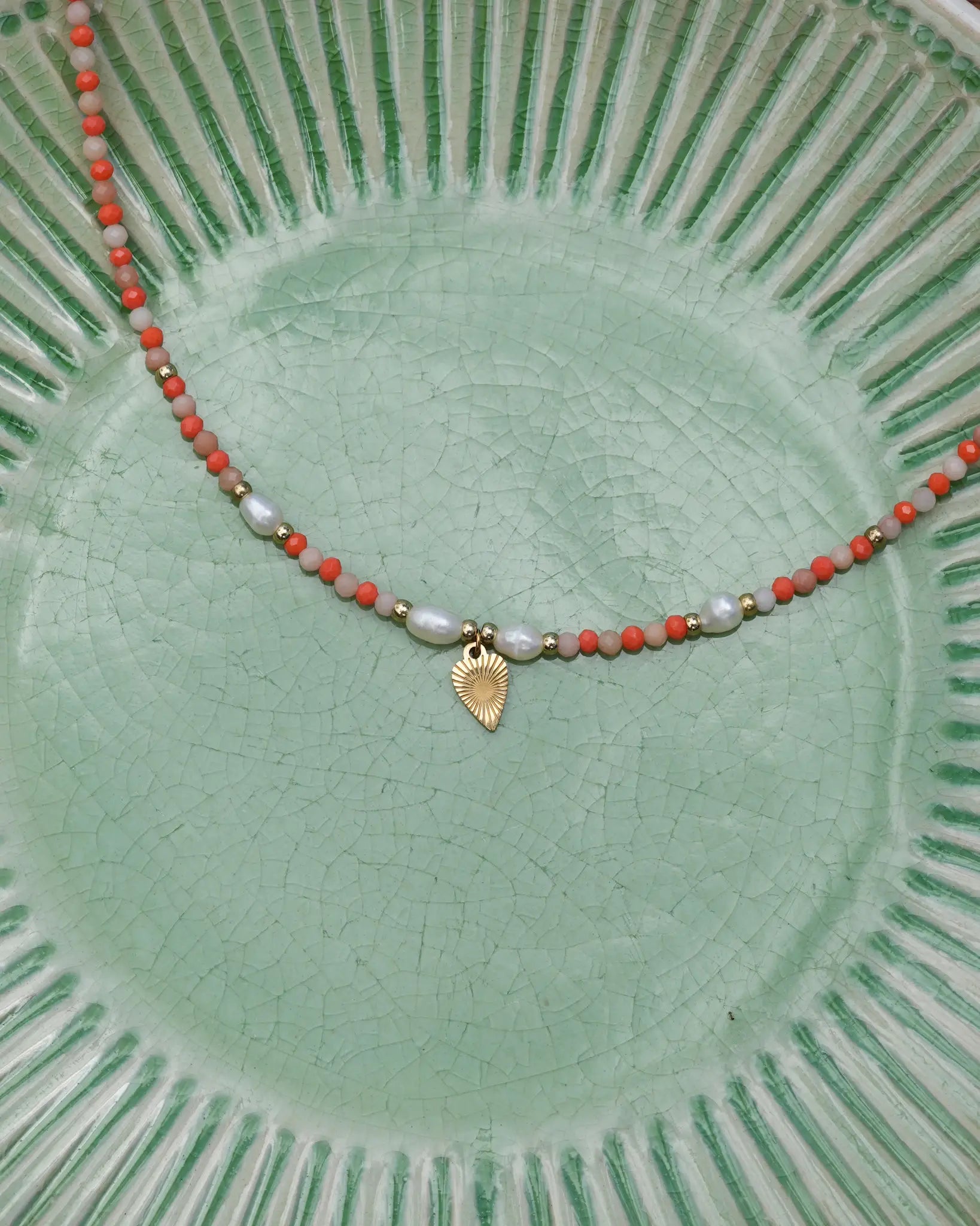 Collier Belly fait main en aventurine et acier inoxydable bijou réunion Maye-Mayé