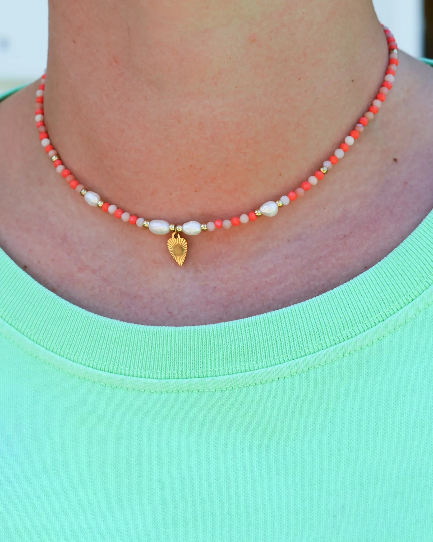 Collier Belly fait main en aventurine et acier inoxydable bijou réunion Maye-Mayé