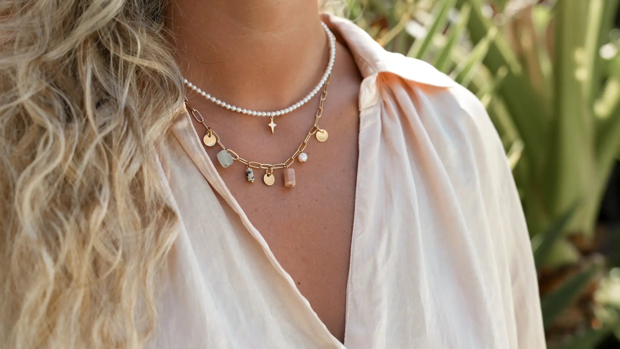 collier fait main personnalisé breloques charms acier inoxydable pierres naturelles marque réunionnaise francaise