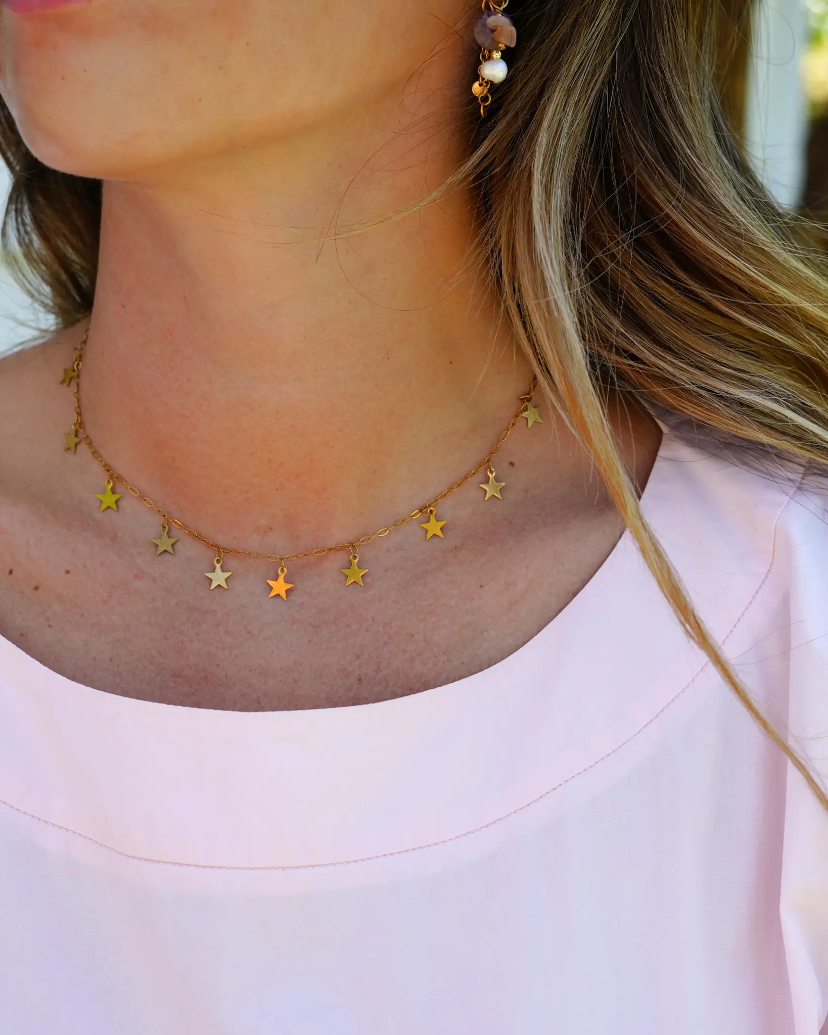 Collier Hannah étoiles en acier inoxydable Bijou fait main à La Réunion par Maye-Mayé