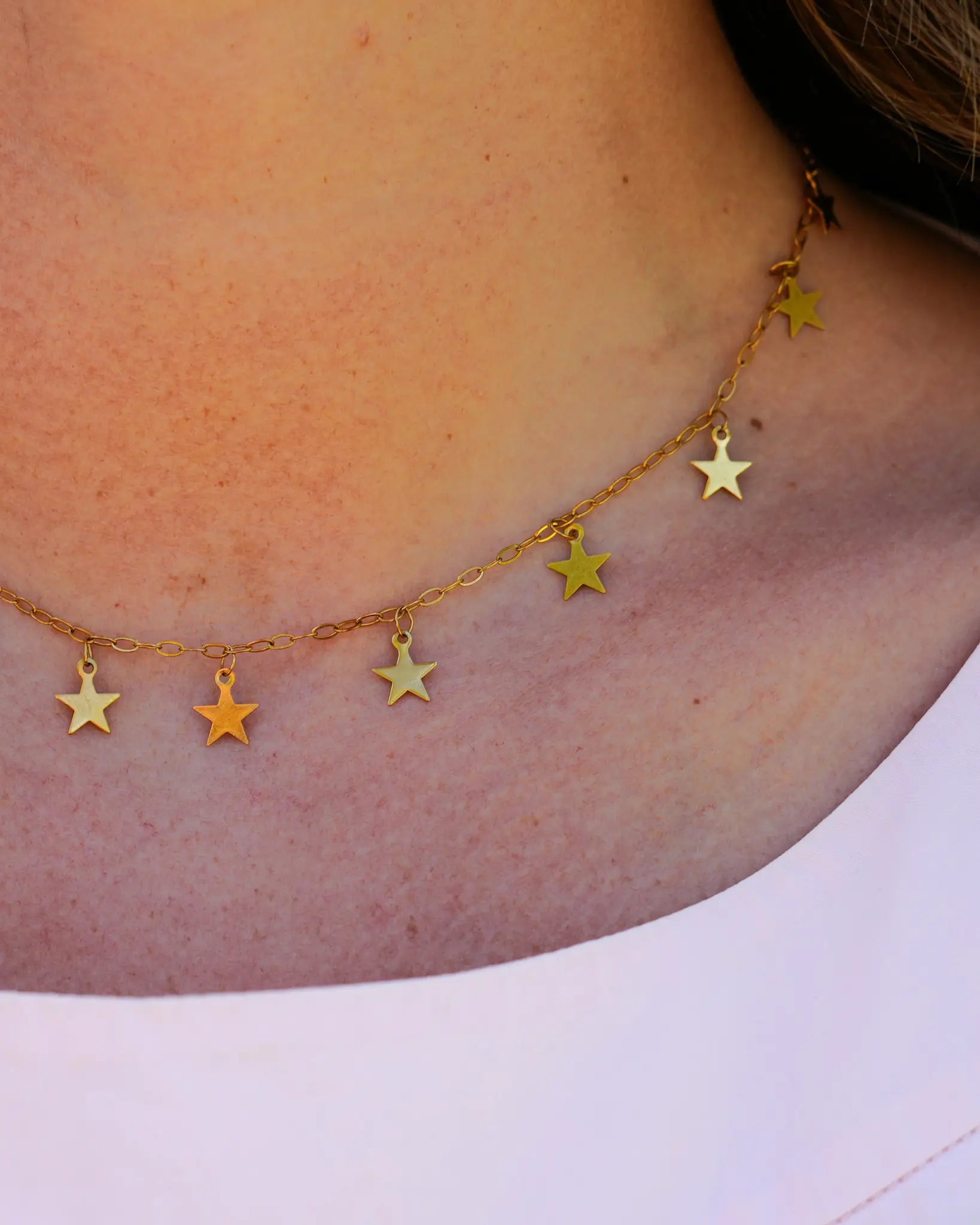 Collier Hannah étoiles en acier inoxydable Bijou fait main à La Réunion par Maye-Mayé