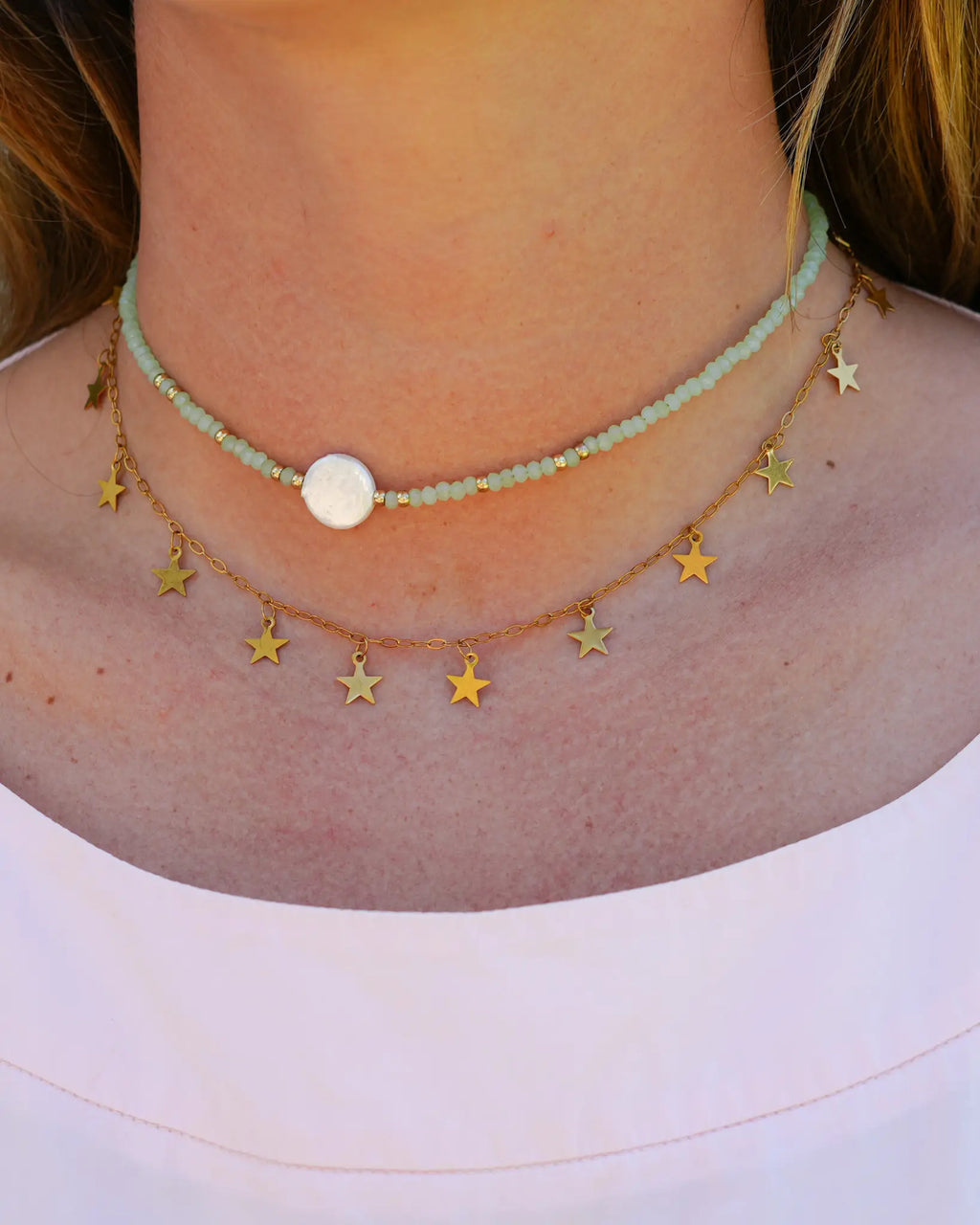 Collier Hannah étoiles en acier inoxydable Bijou fait main à La Réunion par Maye-Mayé