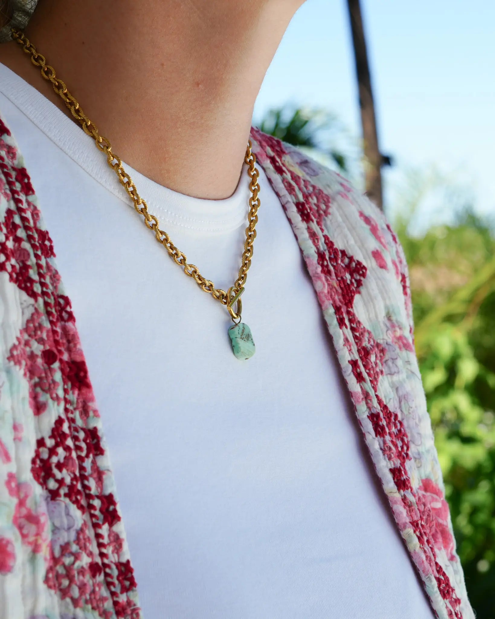Collier Virginie en acier inoxydable et turquoise bijou fait-main à La Réunion Maye-Mayé